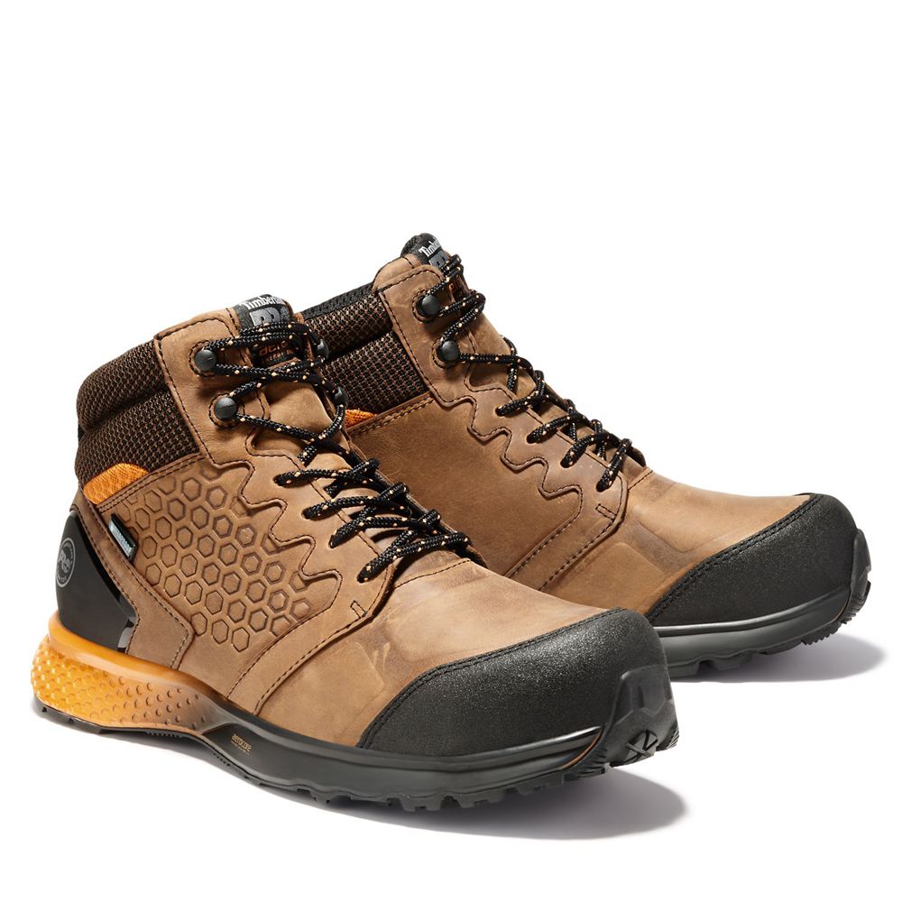 Timberland Mens Work Boots PRO® Reaxion Comp Toe - Brown/Black - India FK7186943